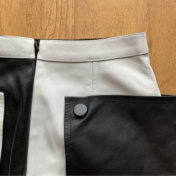Burberry lambs leather mini skirt size uk 4 black white colourblock - Picture 9 of 16